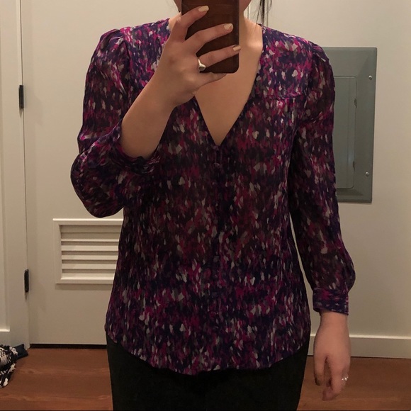 Joie Patterned Silk Blouse S - Picture 8 of 8